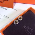 Perfect Replica Hermes H Earring-All Gold And Diamond